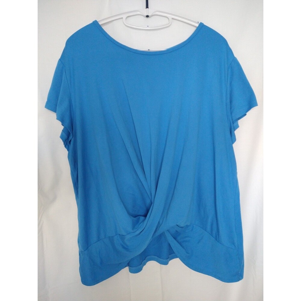 Muk Luks Shirt Blue Size 2X Solid Short Sleeve Casual Comfortable Relax lounge